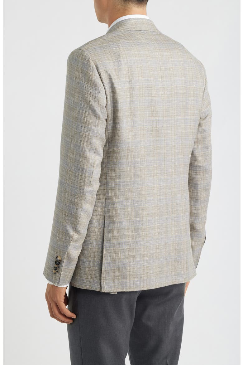 Kei Trim Fit Plaid Slub Wool & Silk Blend Sport Coat, Alternate, color, BEIGE
