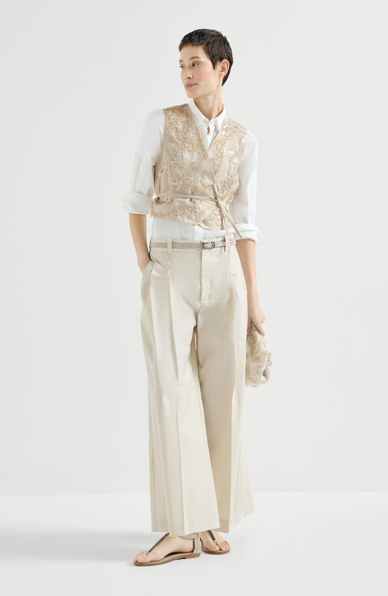 Brunello Cucinelli Vest with dazzling seabed embroidery, Alternate, color, Beige