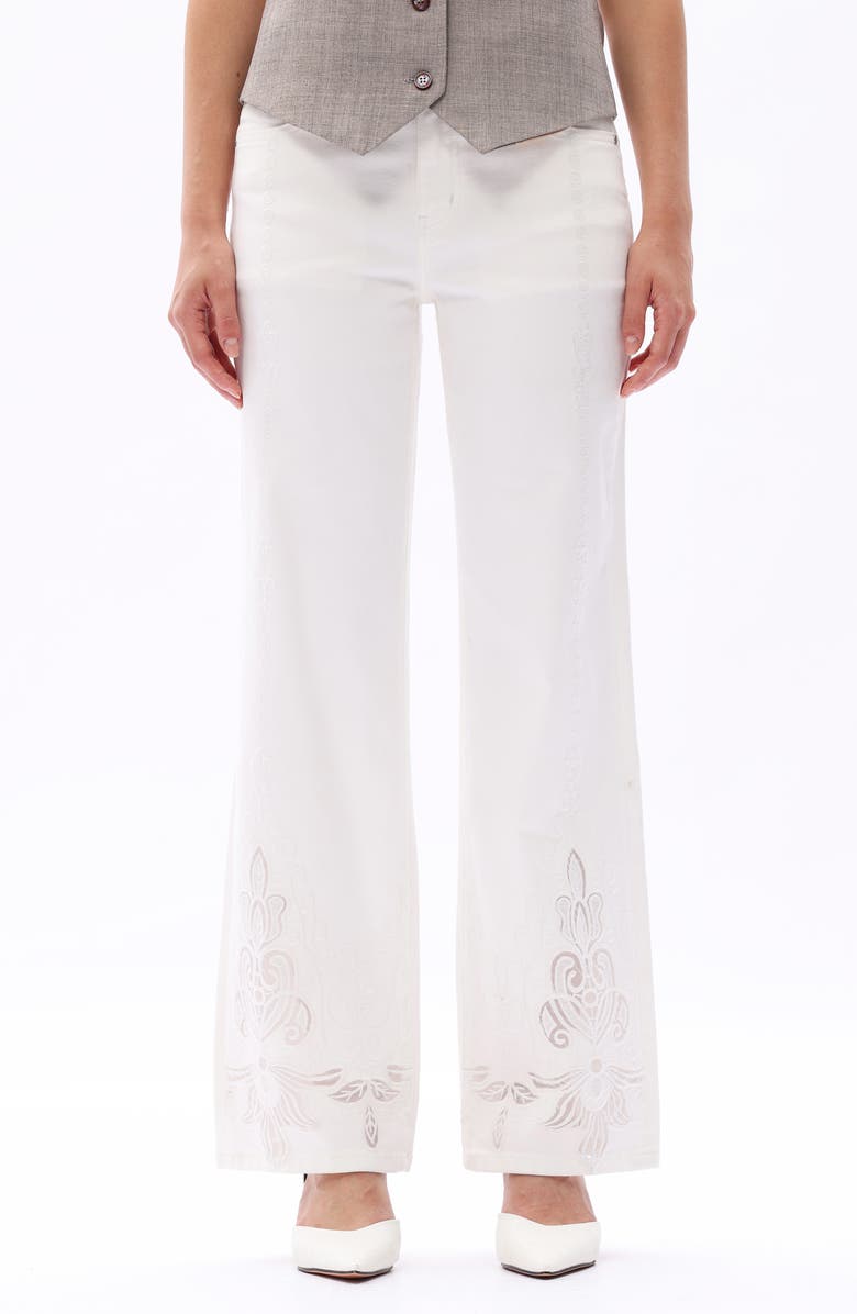 Bayeas Embroidered Mid Rise Straight Leg Jeans, Main, color, 