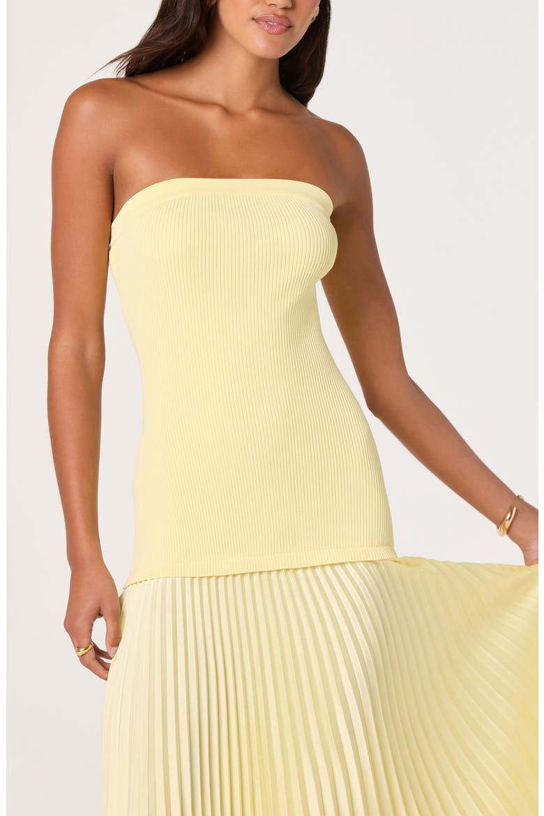 Selune Strapless Mixed Media Dress, Alternate, color, YELLOW