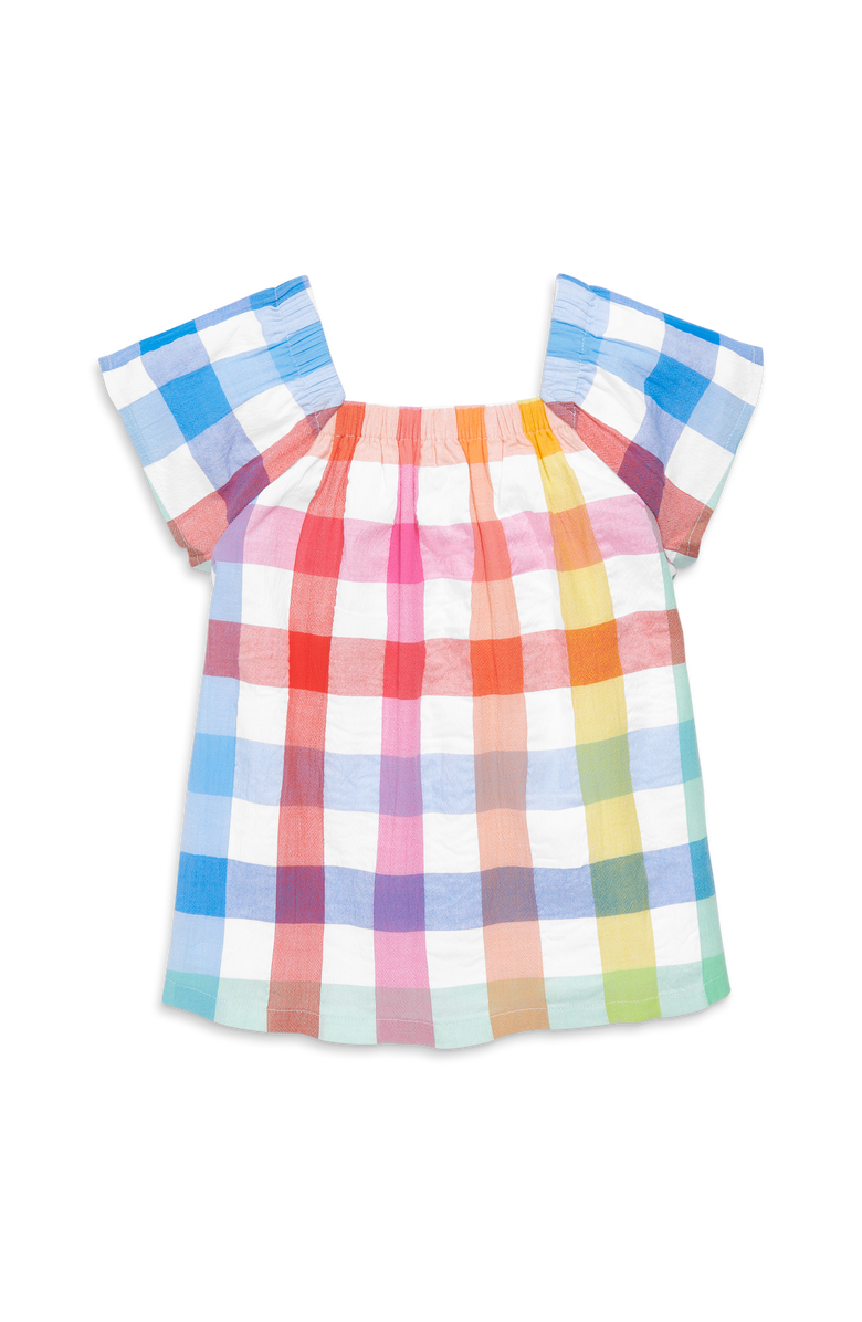 Primary Kids Picnic Top In Rainbow Gingham, Main, color, White Rainbow Check