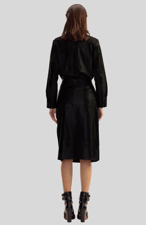 Shop Cynthia Rowley Leather Midi Skirt In Black
