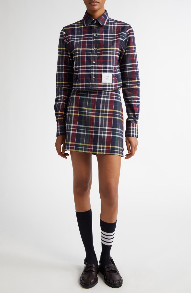 Thom Browne Tartan Side Tab Wool Miniskirt, Alternate, color, 