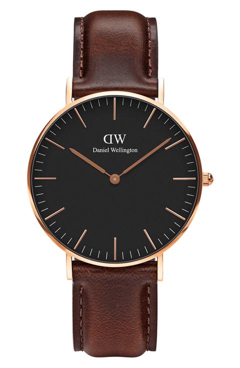 Classic Bristol Leather Strap Watch, 40mm