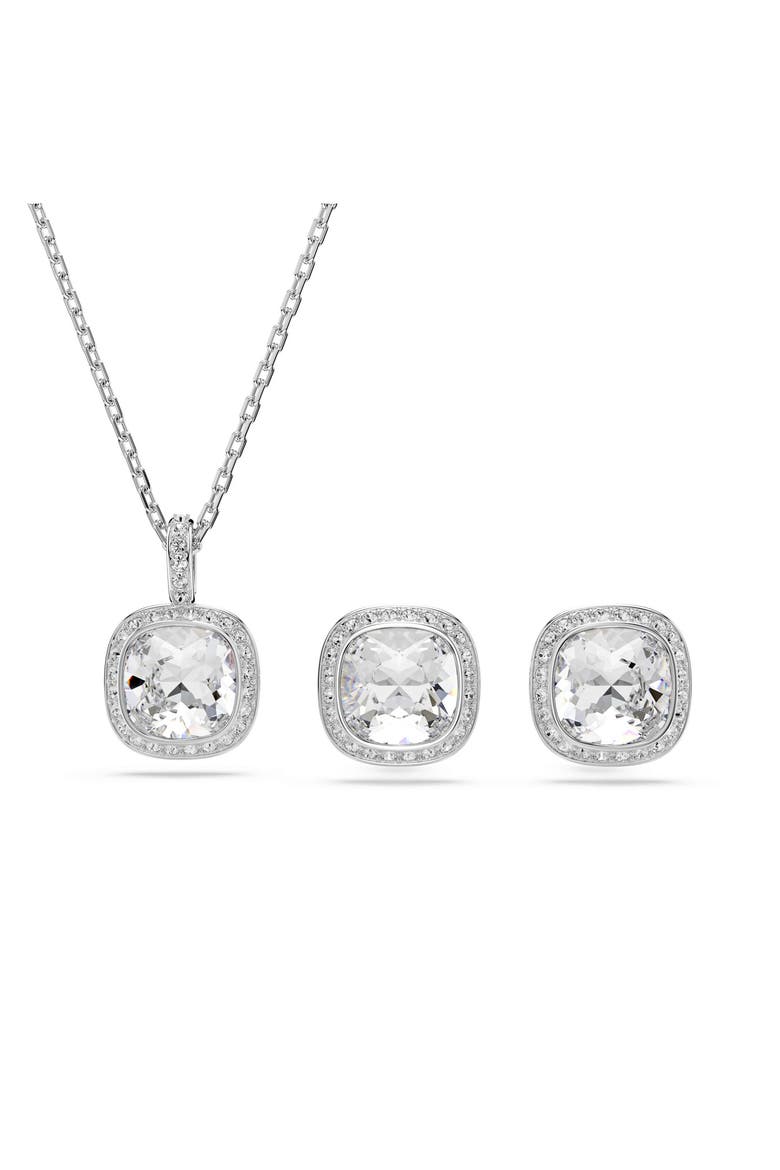 Una Angelic Crystal Pendant Necklace & Stud Earrings Set, Main, color, CRYSTAL RHODIUM