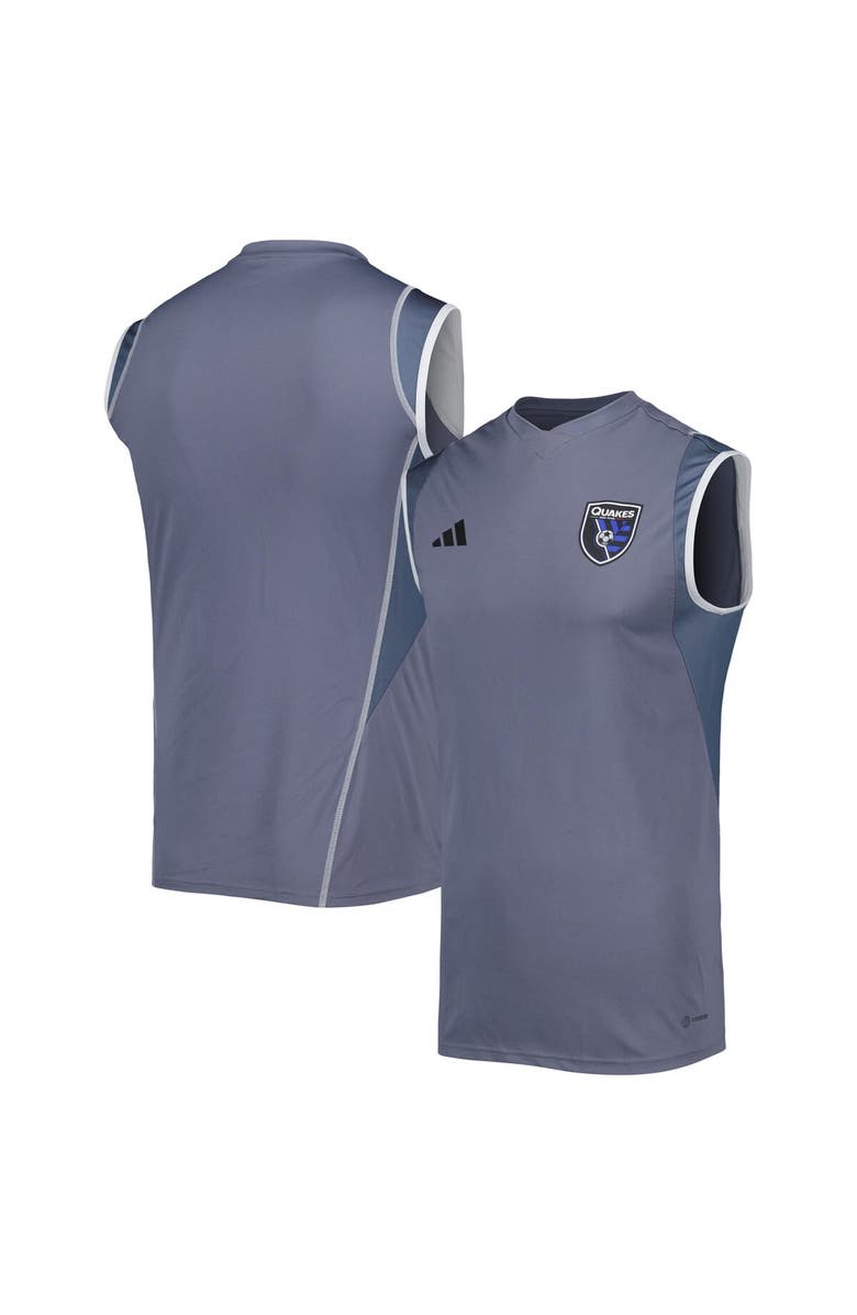 adidas Men's adidas Gray San Jose Earthquakes 2023 On-Field Sleeveless Training Jersey, Main, color, Gray