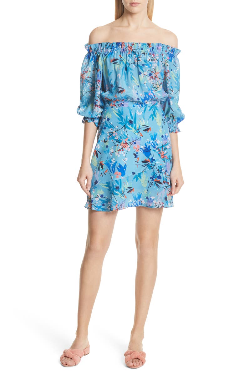 SALONI Grace Off the Shoulder Silk Dress, Main, color, 