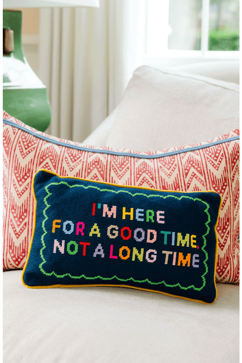 Good Time Needlepoint Pillow, Alternate, color, Good Time