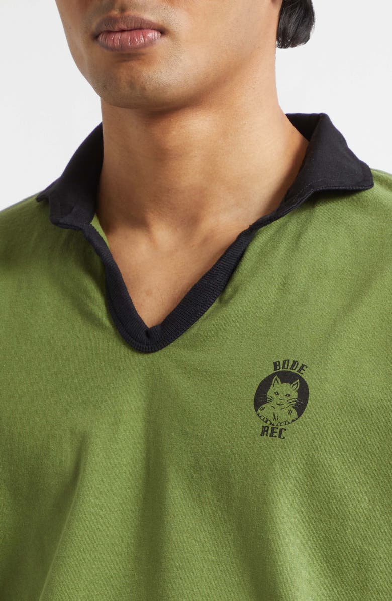 Bode Cat Patch Cotton Polo, Alternate, color, Green