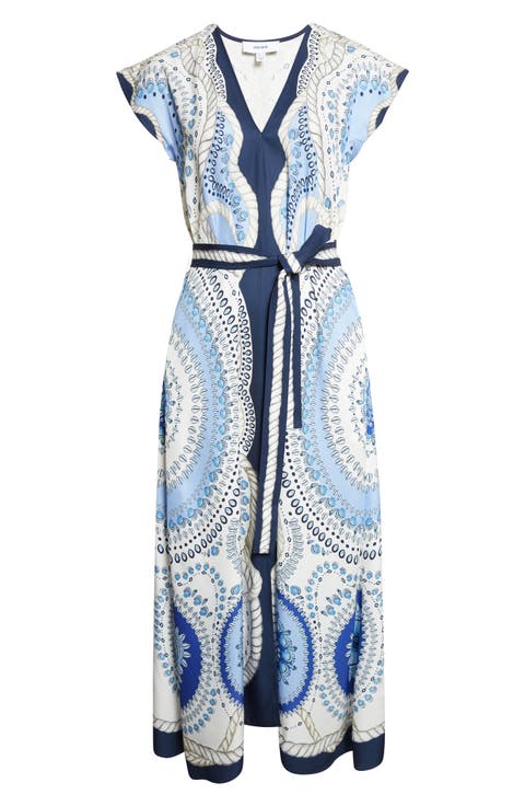 Scarf Print Midi Dress