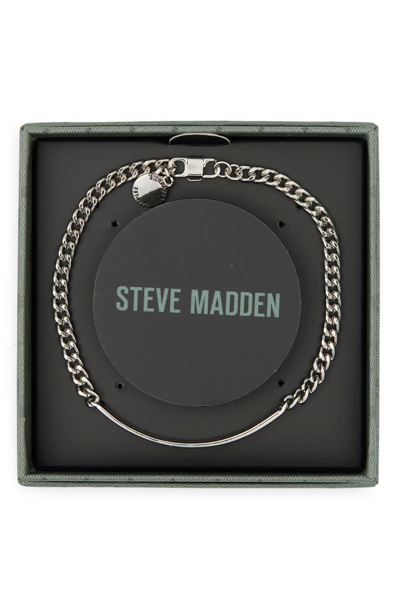 Steve Madden Small Skinny Bar Chain Link Bracelet, Main, color, Shiny Rhodium