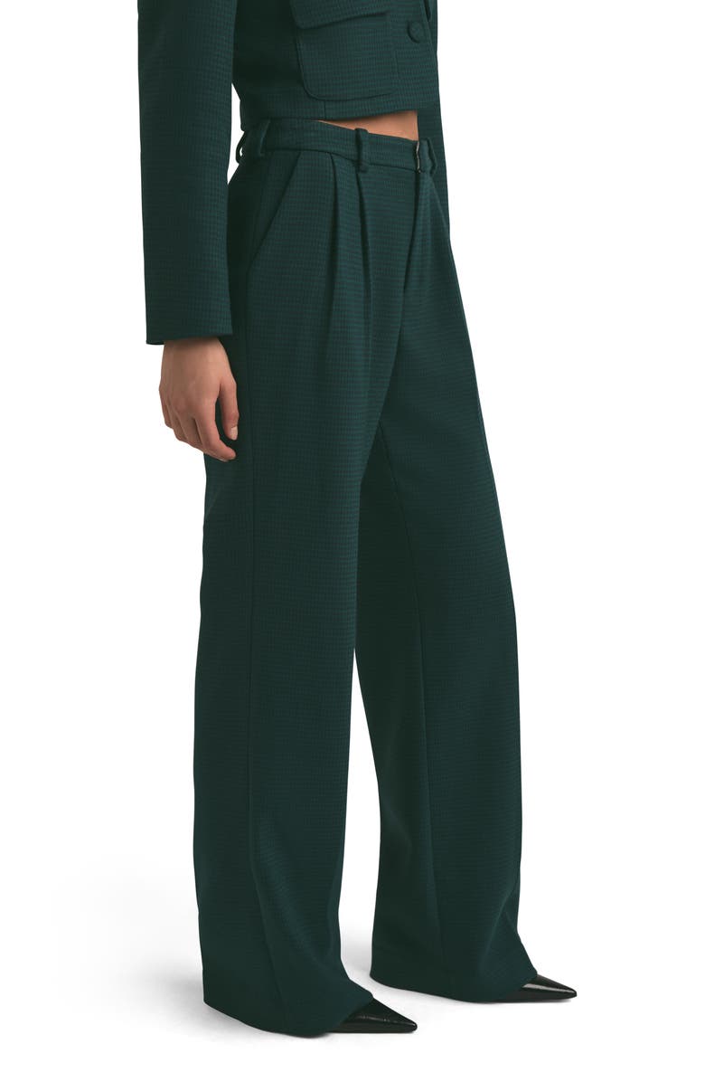 Favorite Daughter The Agnes Pleated High Waist Houndstooth Pants, Alternate, color, Juniper Houndstooth