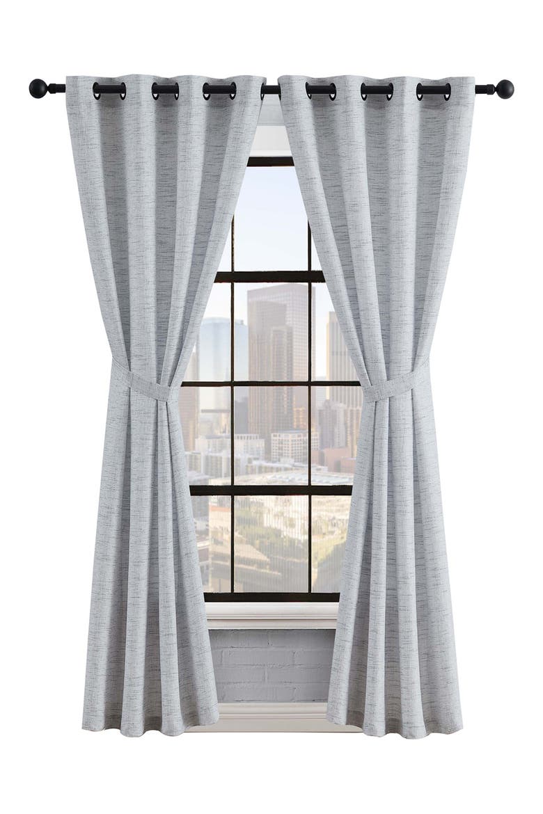 Sierra Textured Set of 2 Curtain Panels, Main, color, DENIM