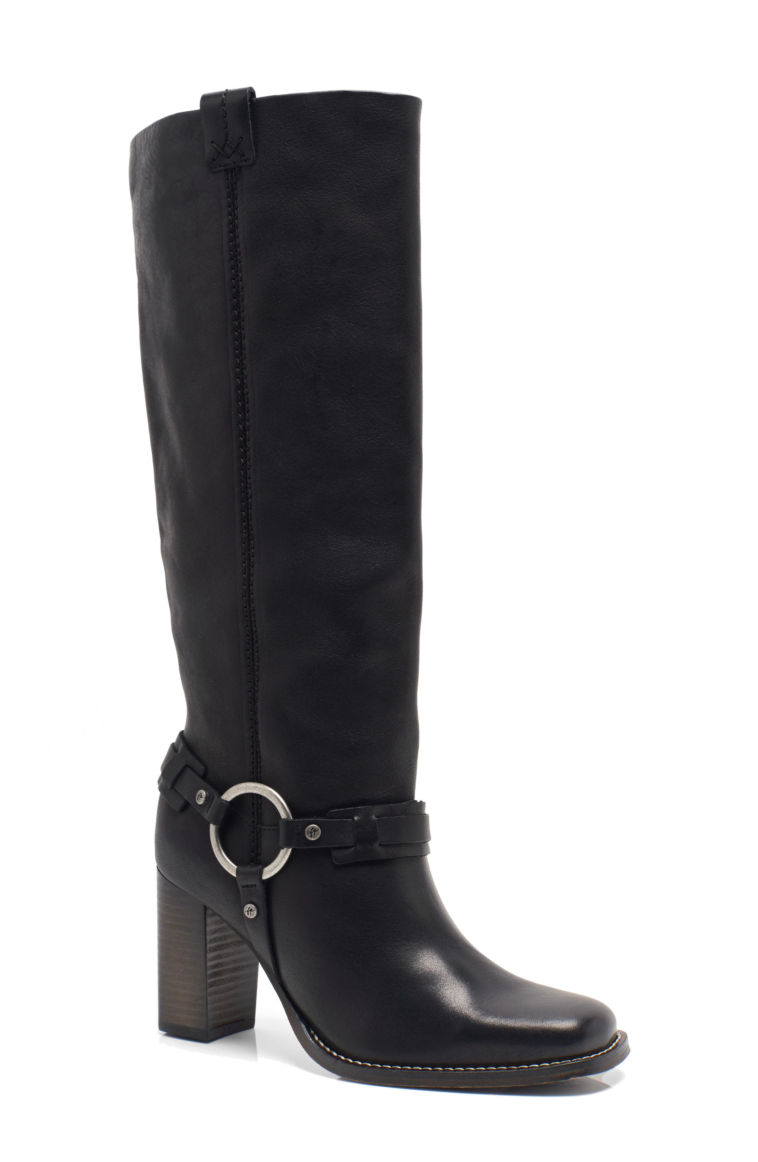 Free People Heidi Harness Tall Boot, Main, color, Black Leather