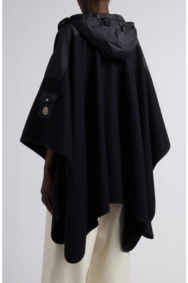 Hooded Wool Blend Cape, Alternate, color, BLUE