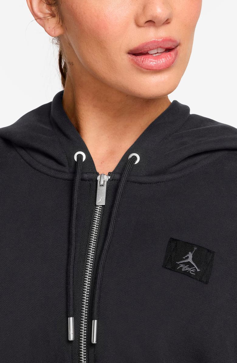 Jordan Flight Fleece Crop Hoodie, Alternate, color, Black/ Dark Smoke Grey