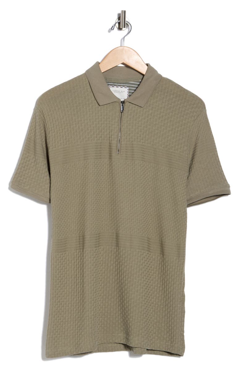 Cactus Man Textured Knit Zip Polo, Alternate, color, Olive