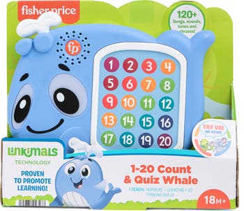 Fisher-Price Linkimals 1-20 Count & Quiz Whale, Interactive Musical