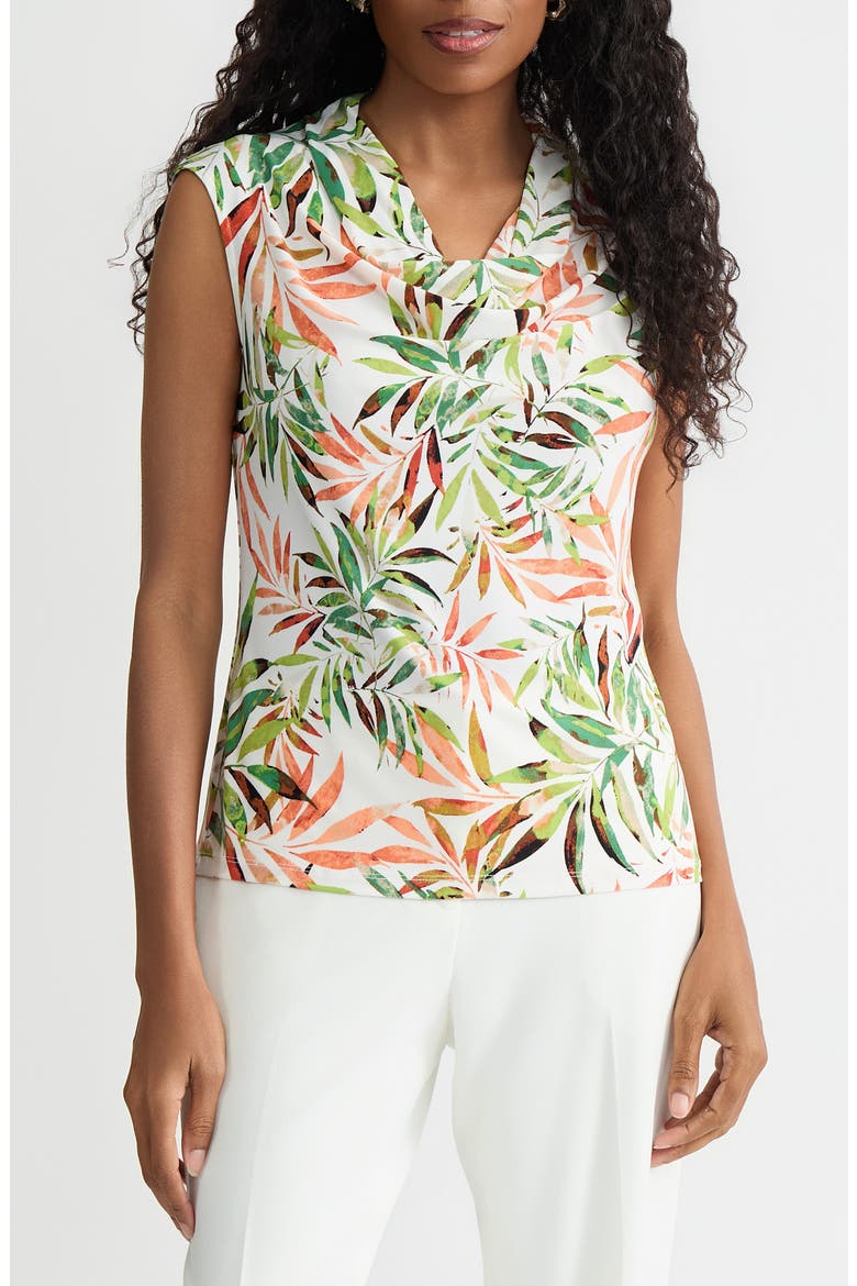 Cowl Neck Cap Sleeve Top, Main, color, VANILLA ICE MULTI