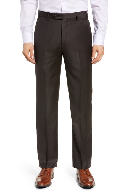 Todd Relaxed Fit Flat Front Solid Wool Dress Pants