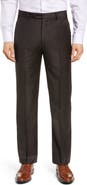 Zanella Todd Relaxed Fit Flat Front Solid Wool Dress Pants