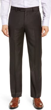 Zanella Todd Relaxed Fit Flat Front Solid Wool Dress Pants