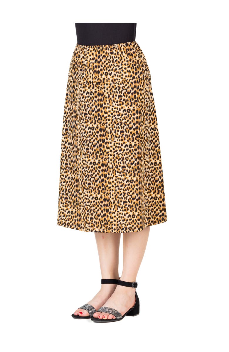 24sevenKid Comfortable Elastic Waistline Knee Length Skirt, Alternate, color, Brown Multi