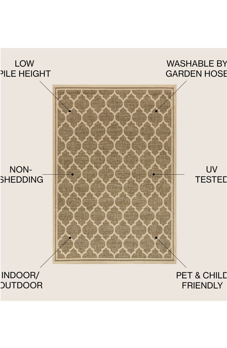 JONATHAN Y Trebol Moroccan Trellis Textured Weave Indoor/Outdoor Area Rug, Alternate, color, Brown/Beige