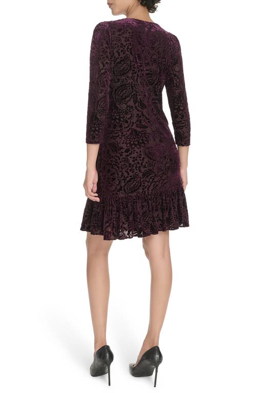 Tommy Hilfiger Three Quarter Sleeve Minidress In Burgundy