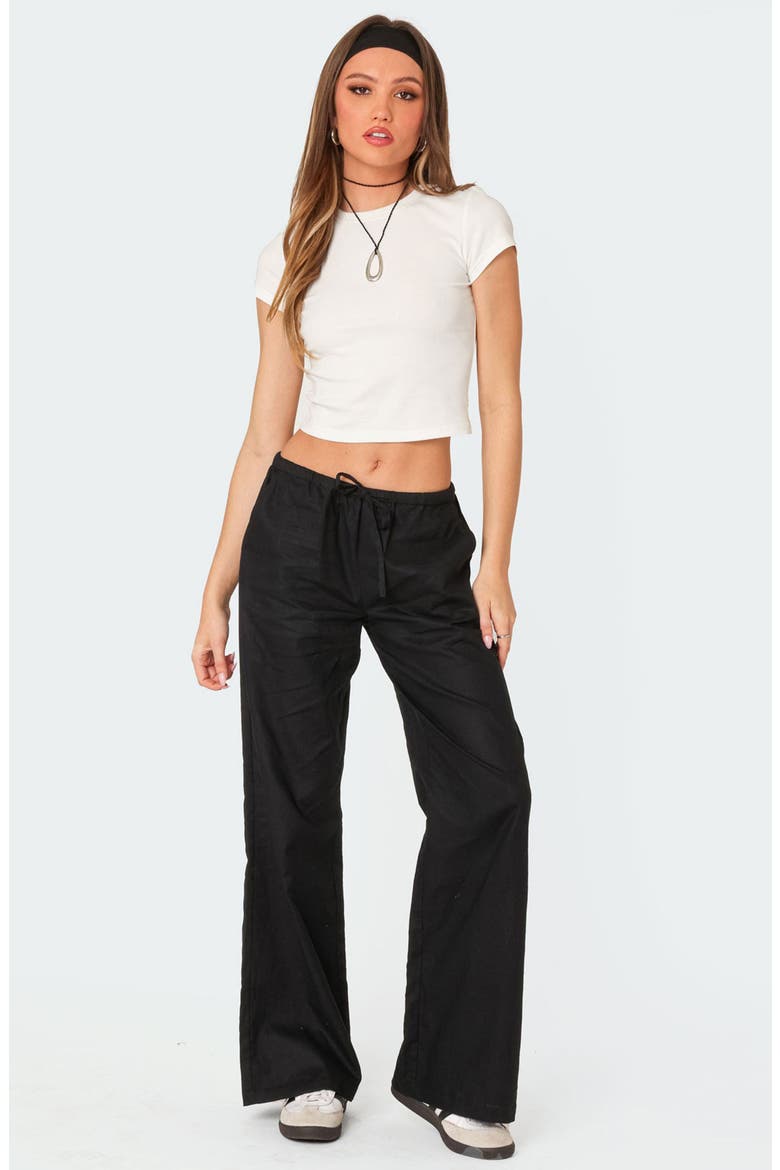 Maison Drawstring Wide Leg Pants, Alternate, color, BLACK