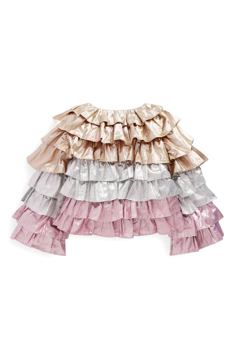 Mini Boden Kids' Metallic Tiered Jacket, Alternate, color, Metallic Colourblock