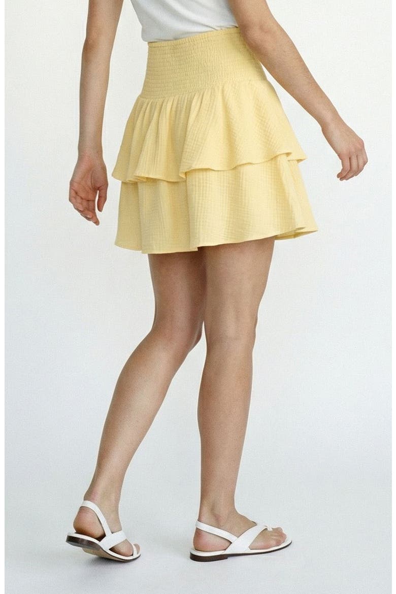 Natali Tiered Smocked Waist Miniskirt, Alternate, color, PALE BANANA