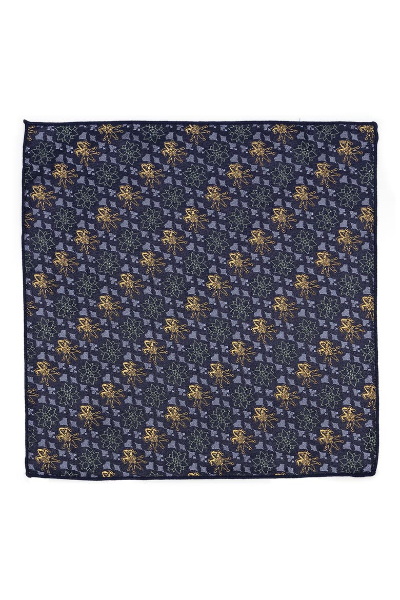 Metallic Joker Silk Pocket Square, Alternate, color, BLUE