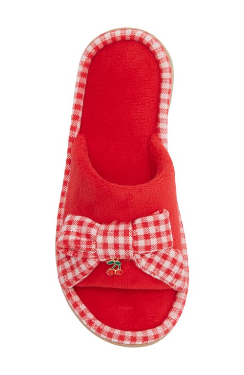 Isotoner Microterry Bow Slide Slipper In Red