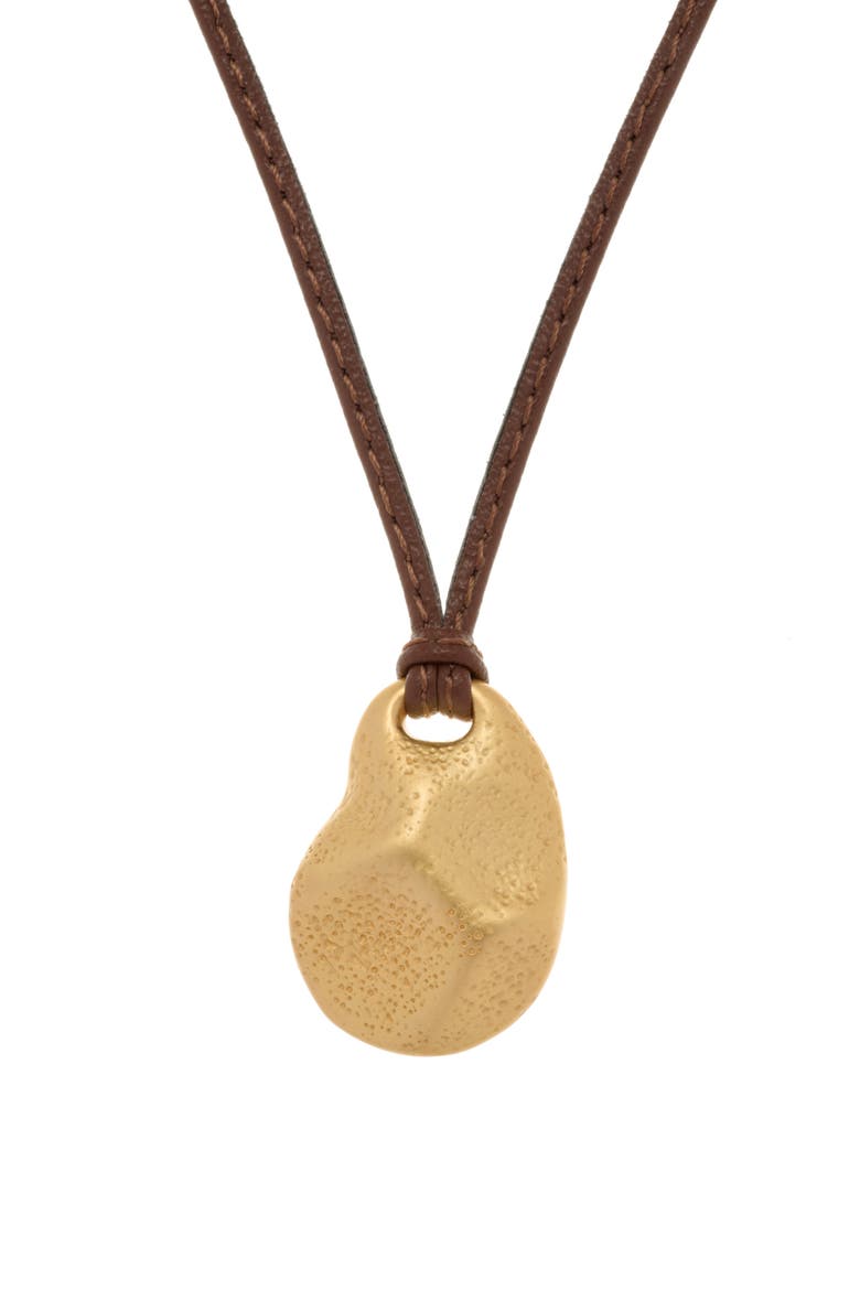Leather Cord Pendant Necklace, Alternate, color, GOLD TONE / TAN