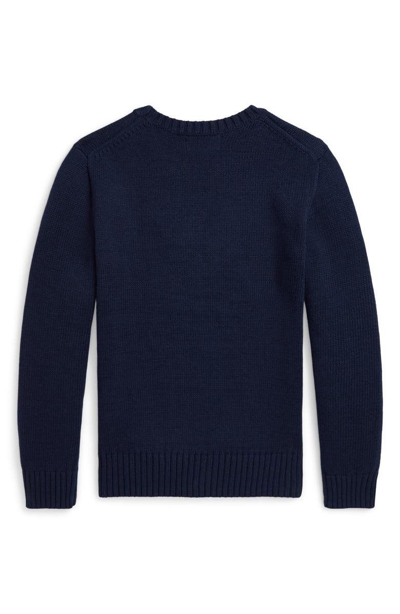 Polo Ralph Lauren Kids' Intarsia Baseball Bear Cotton Crewneck Sweater, Alternate, color, 