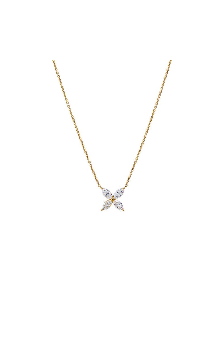 BY ADINA EDEN Lab Grown Diamond Marquise Flower Pendant Necklace 14K, Main, color, 14K Gold