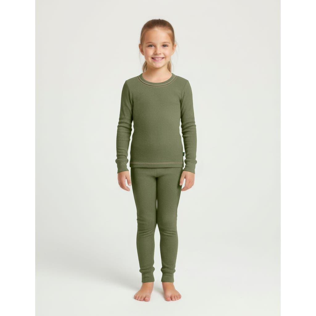 City Threads Kids' Girls Soft & Cozy Thermal Long Johns 2-piece Set In Green