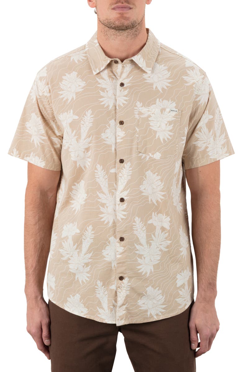 Hurley One and Only Lido Stretch Woven Shirt, Main, color, Hazelnut