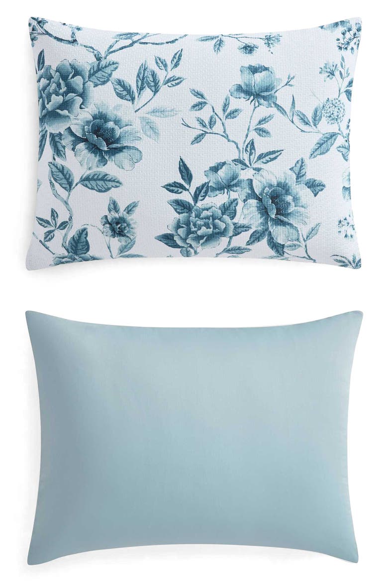 Vivian Floral Cotton Jacquard Comforter Set, Alternate, color, STORM CLOUD