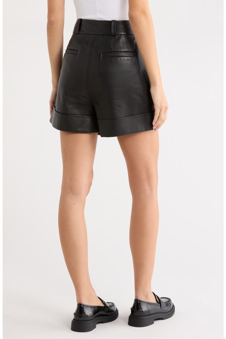 Neila Leather Shorts, Alternate, color, BLACK