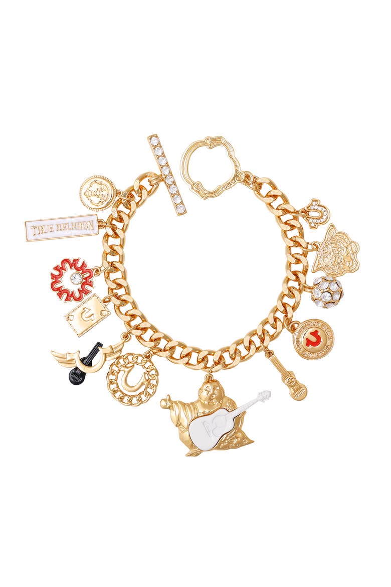 Gold-Tone Multi-Charm Bracelet, Main, color, Gold Tone