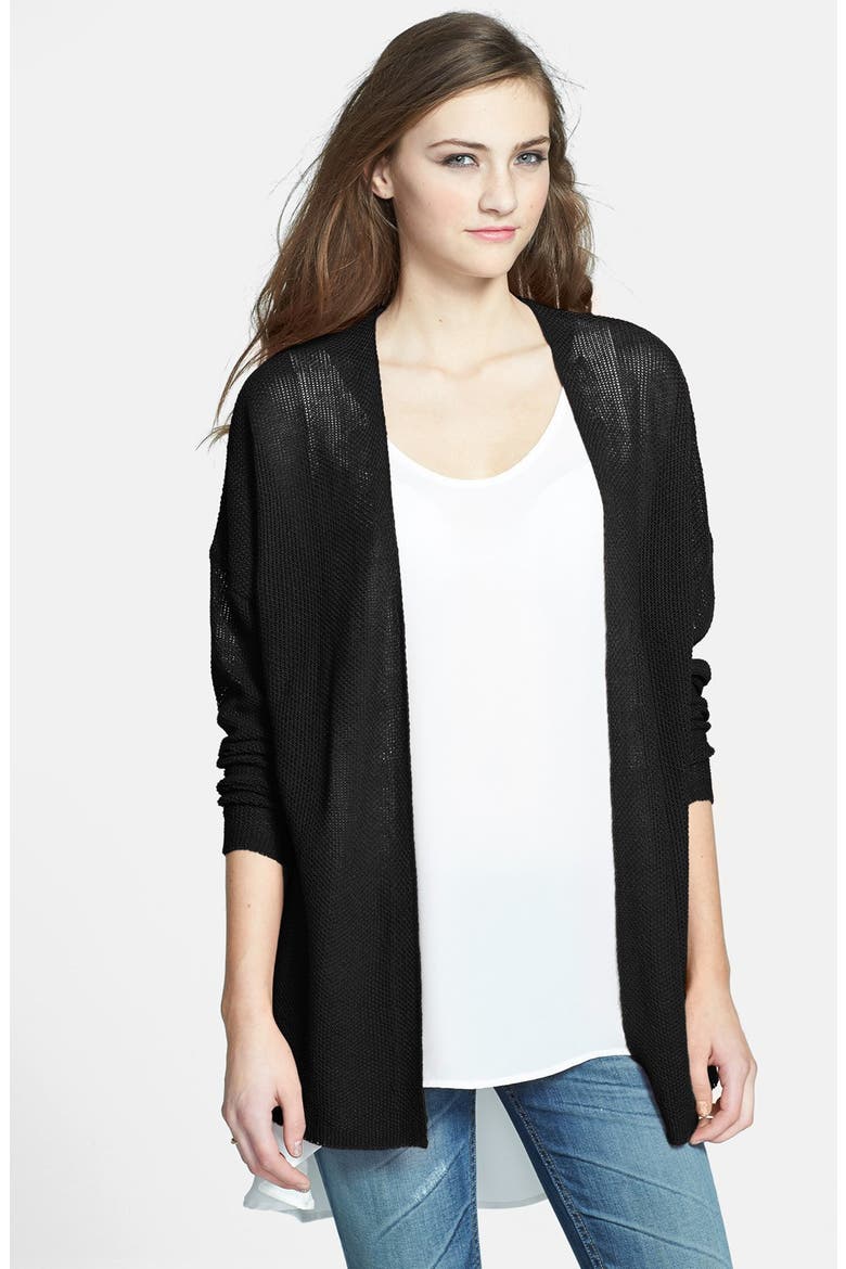 Open Knit Cardigan, Main, color, BLACK
