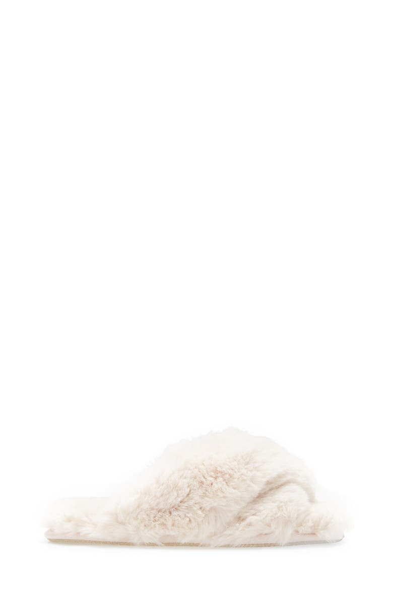 Sheepy Crossover Faux Fur Slide Slipper, Alternate, color, NATURAL