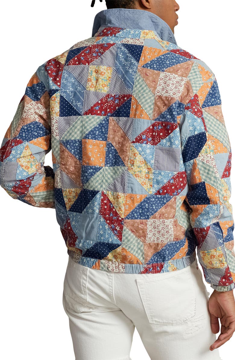 Polo Ralph Lauren Patchwork Cotton Poplin Zip Jacket, Alternate, color,