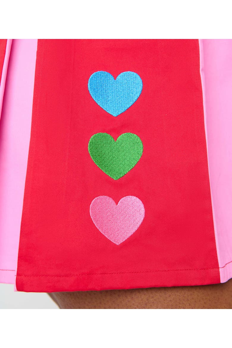 Plus Size 1960s Pleated Mini Skirt, Alternate, color, Red & Pink Heart Print