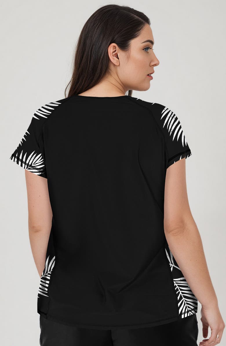 Calypsa Plus Size Loose Fit Adele Swim Top, Alternate, color, Black/Black Palms