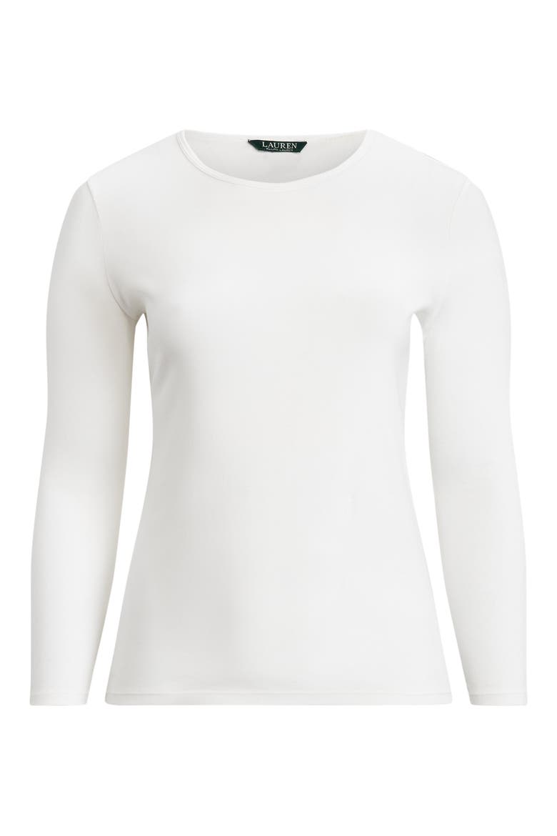Long Sleeve Stretch Cotton Tee, Alternate, color, WHITE