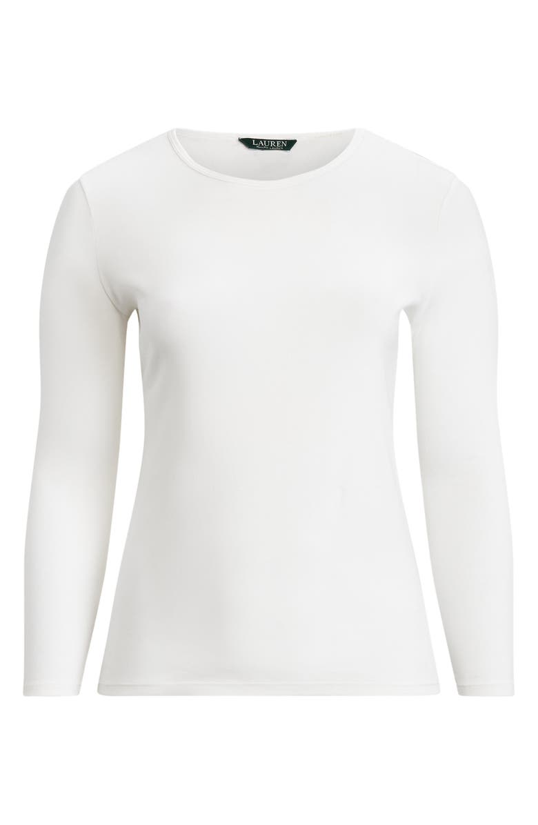 Lauren Ralph Lauren Long Sleeve Stretch Cotton Tee, Alternate, color, White