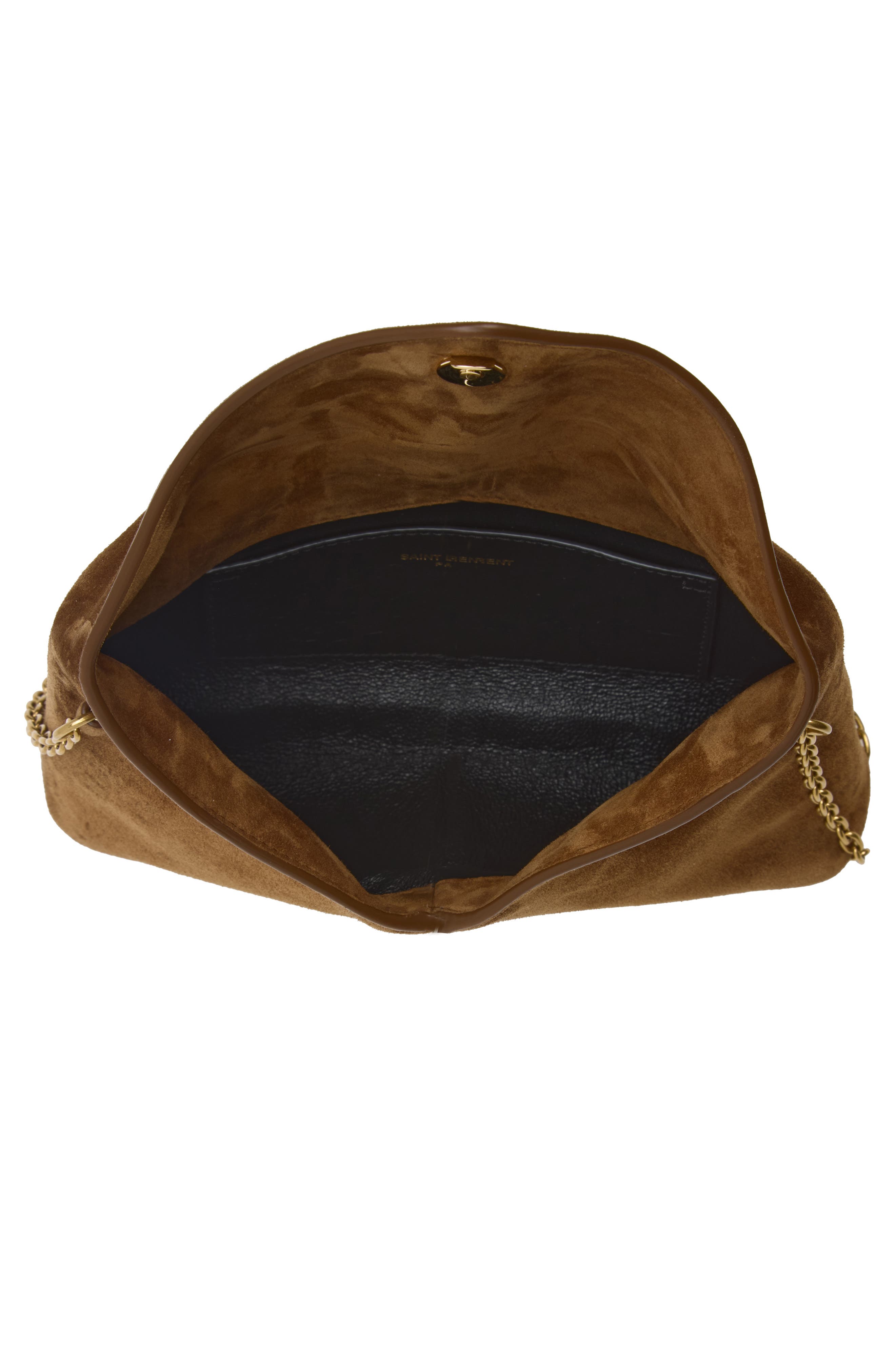 Small Cassandre Suede Crossbody Bag, Alternate, color, CARAMEL COGNAC